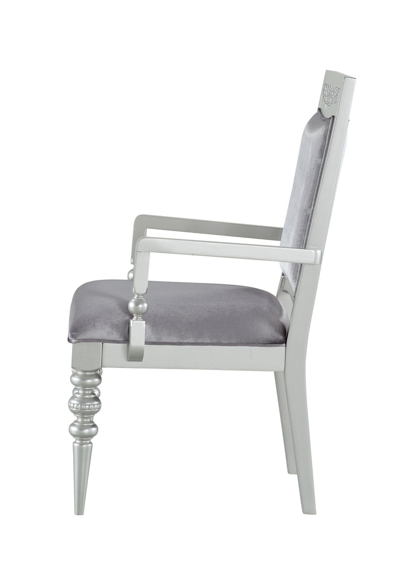 Maverick Arm Chair Set of 2 with Fabric Upholstery and Wooden Frame - Silver, photo 3 of 4