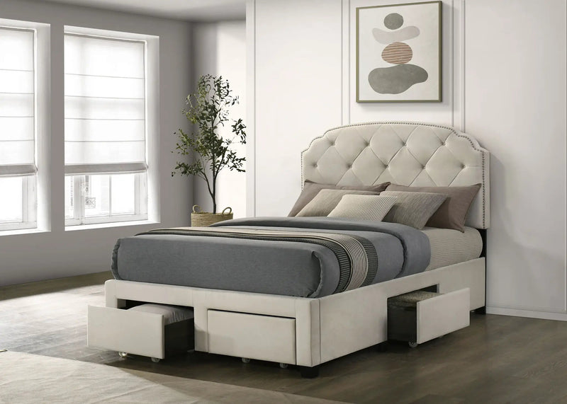 Marianna 4-drawer Upholstered Full Storage Bed Cream by Unique Piece Furniture