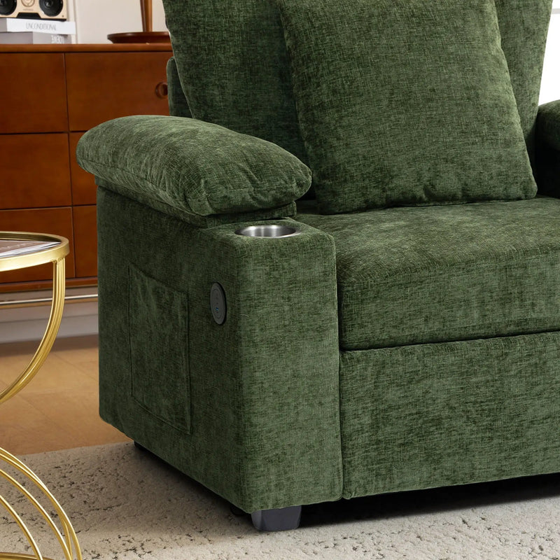 Modern Oversized Chair With Ottoman, Cupholders And USB Charging Ports by Unique Piece Furniture