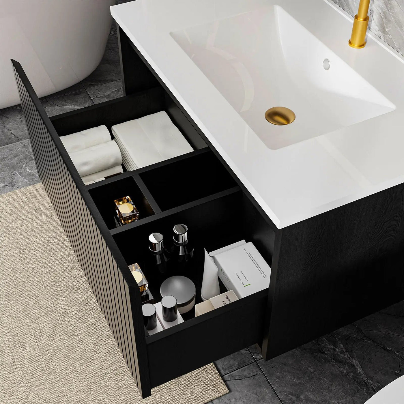 Wall Mounted Floating Bathroom Vanity With Sink And Drawers by HouseOfZazla