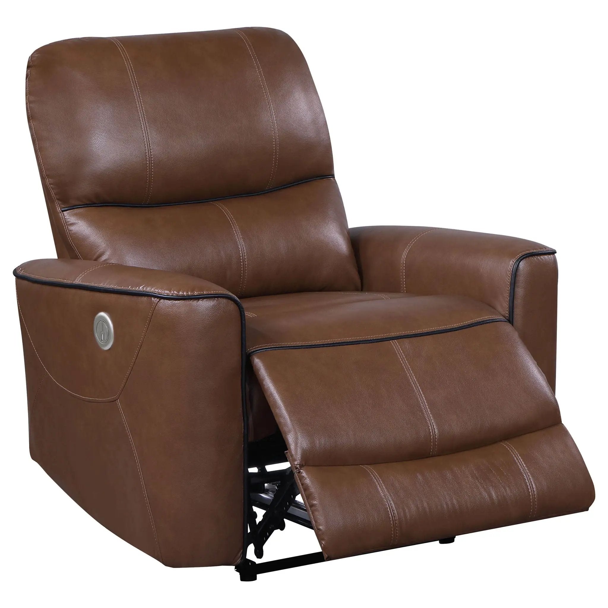 Greenfield Upholstered Power Recliner Chair Saddle Brown by Unique Piece Furniture