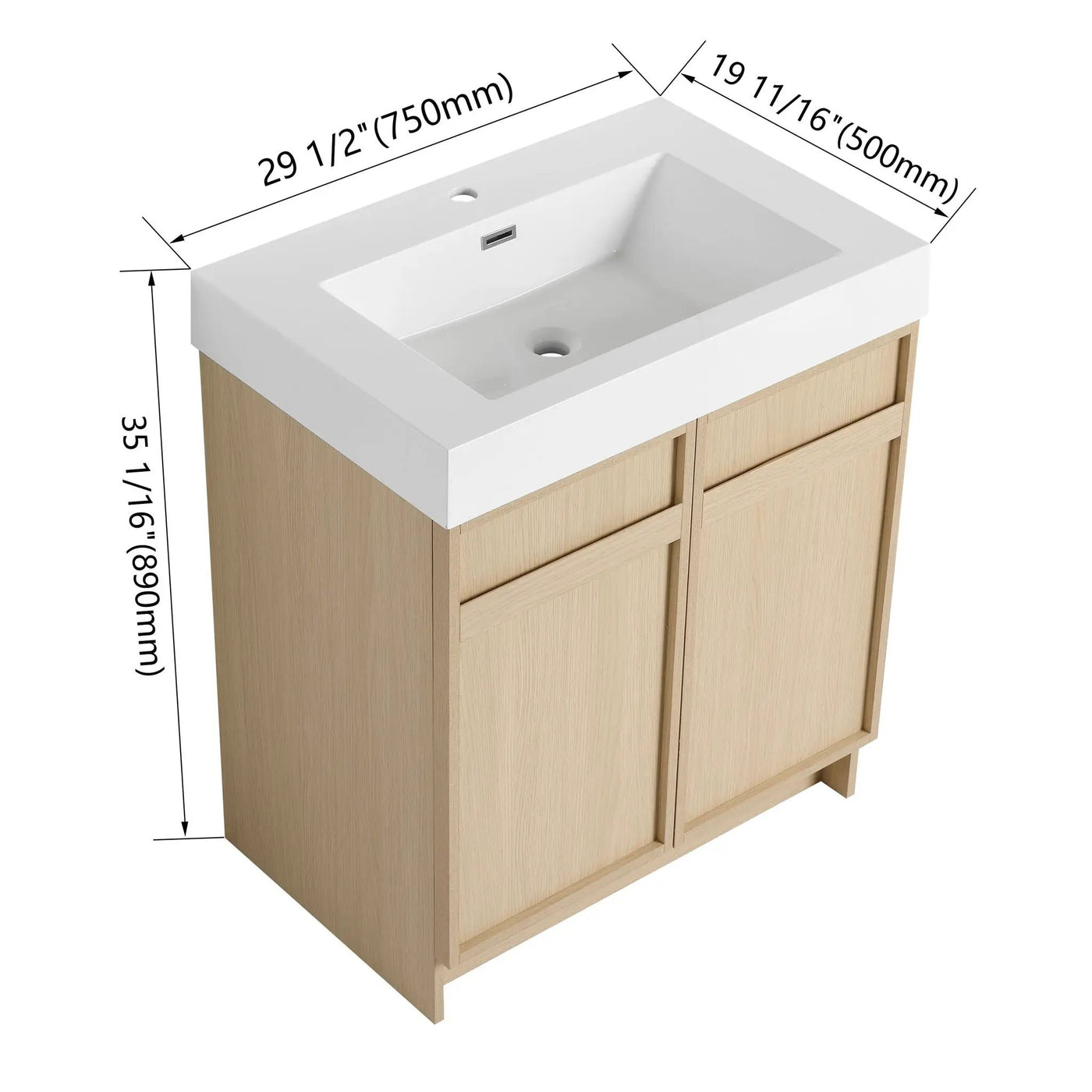 Freestanding Bathroom Vanity With Resin Sink & Soft Close Cabinet Doors by HouseOfZazla