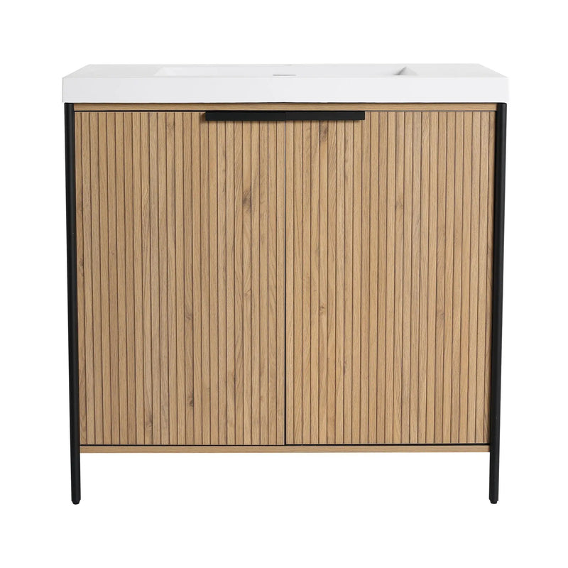 Modern Freestanding Bathroom Vanity With Resin Sink & Soft Close Cabinet Doors by Unique Piece Furniture