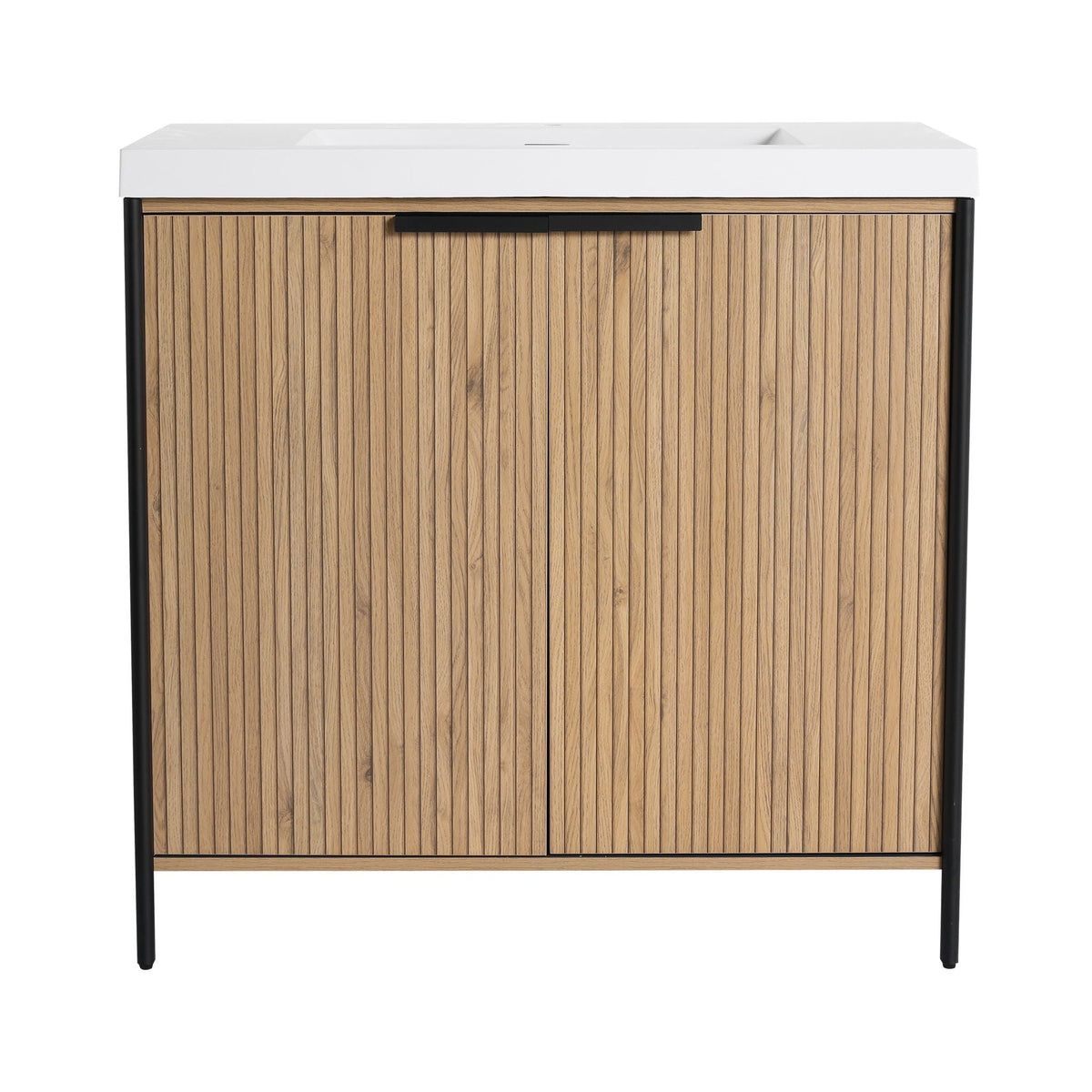 Modern Freestanding Bathroom Vanity With Resin Sink & Soft Close Cabinet Doors, photo 4 of 16