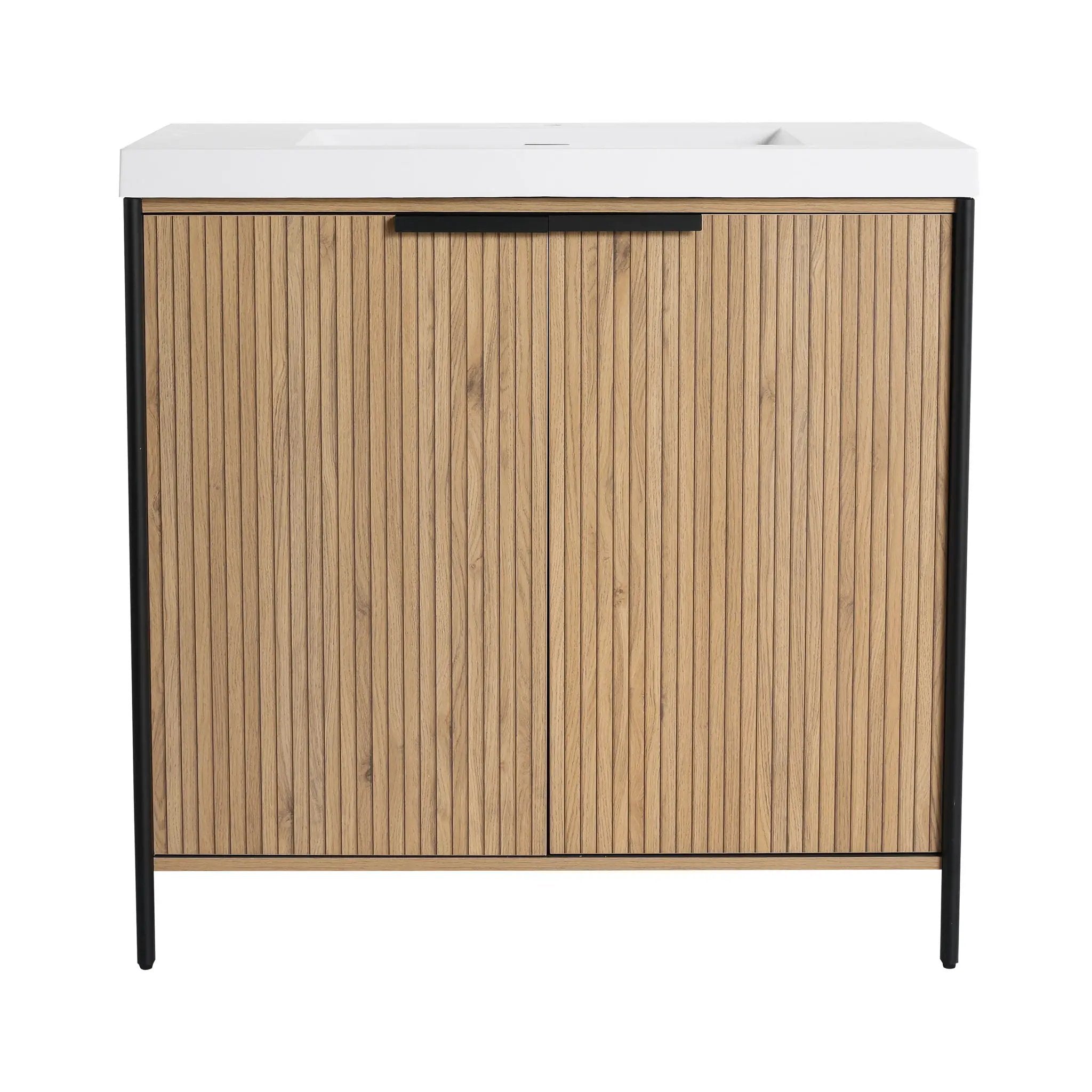 Modern Freestanding Bathroom Vanity With Resin Sink & Soft Close Cabinet Doors by Unique Piece Furniture