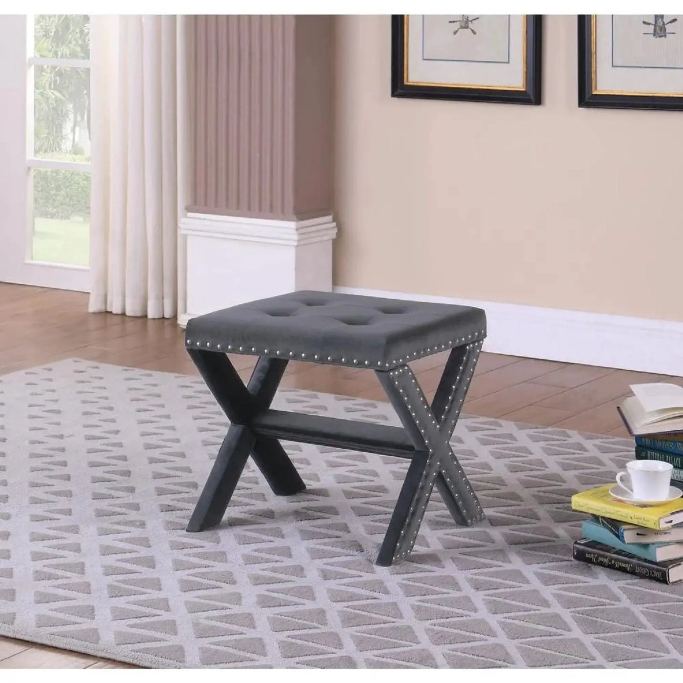 Upholstered Accent Bench With Nailhead Trim by HouseOfZazla