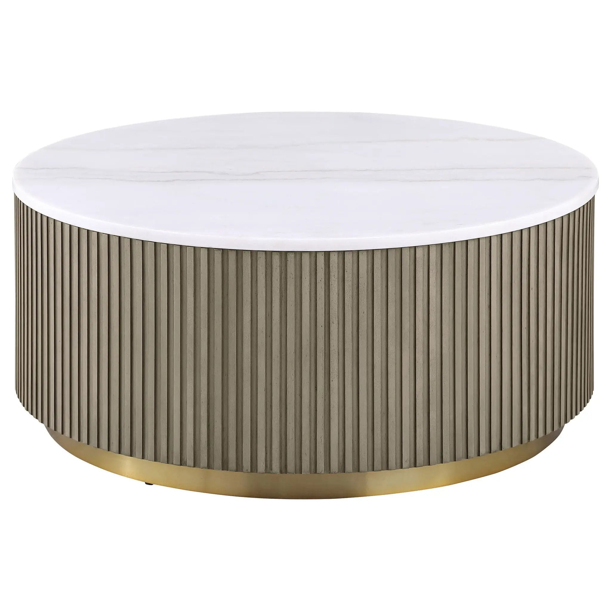 Jason 3-piece Round White Marble Coffee Table Set Greige by Unique Piece Furniture