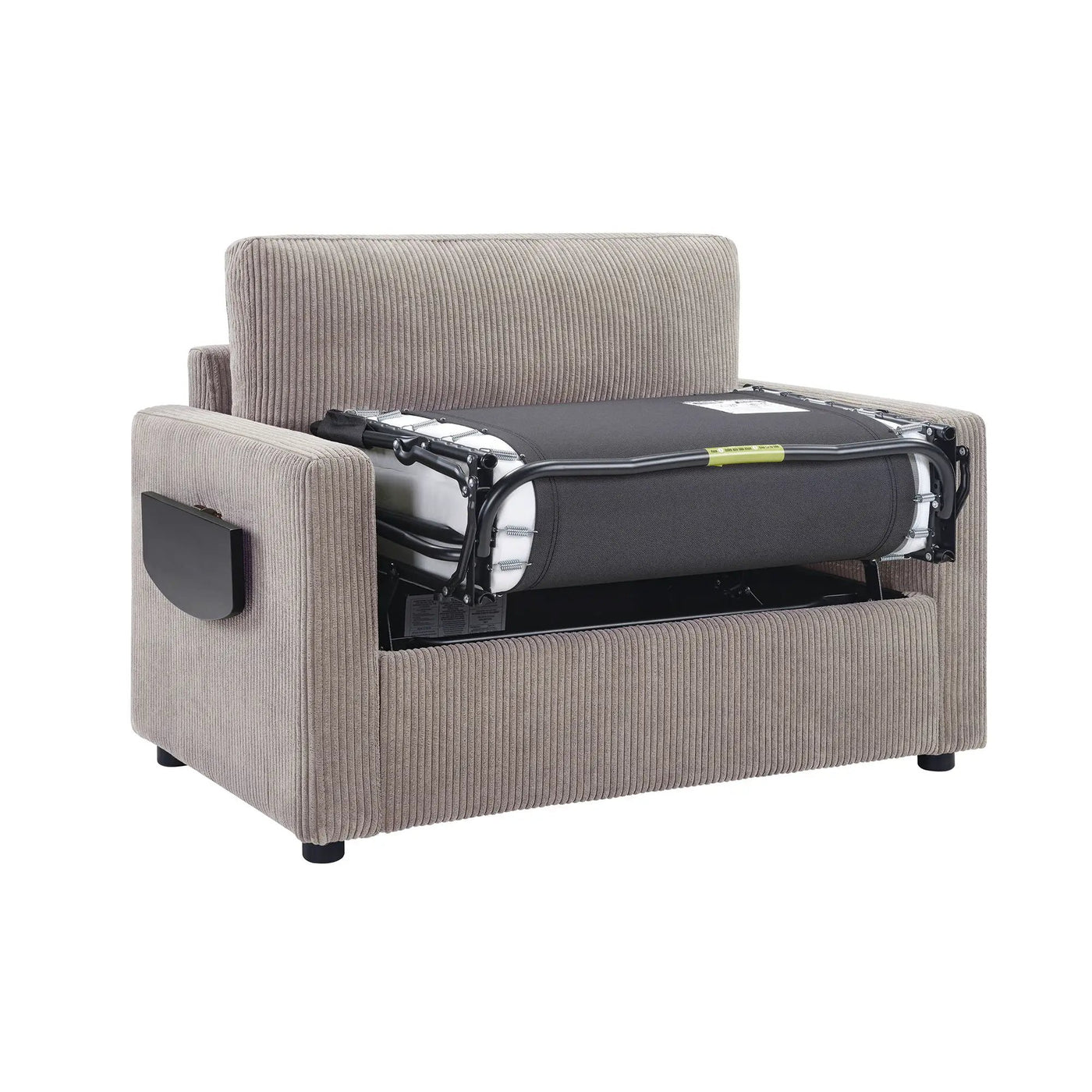 Sleeper Sofa With Foldable Mattress, USB Ports, Side Table & Storage Pocket by HouseOfZazla