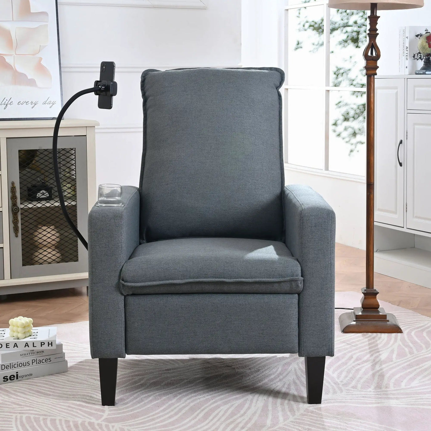 Recliner Chairs For Adults, Adjustable Recliner Sofa With Mobile Phone Holder & Cup Holder, Modern Reclining Chairs Fabric Push Back Recliner Chairs For Living Room, Bedroom by HouseOfZazla