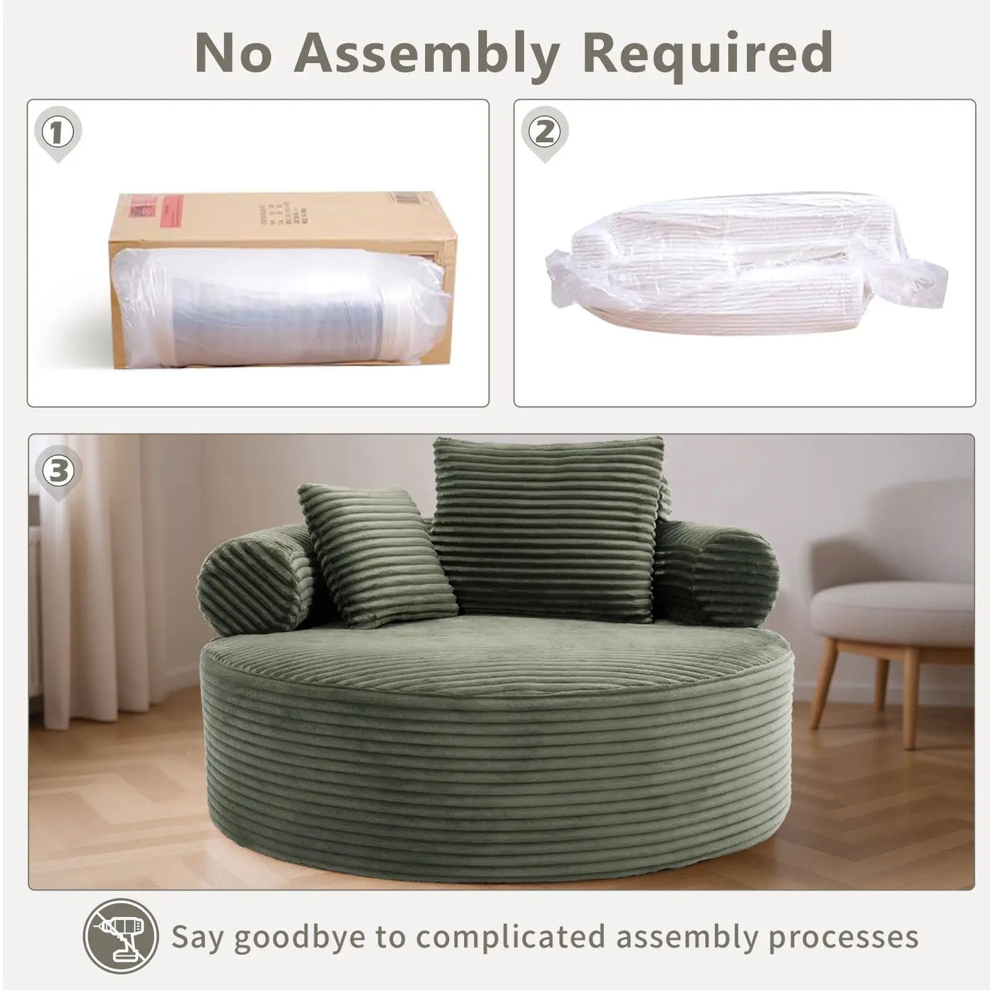 Round Sofa Bed With 3 Pillows For Living Room by HouseOfZazla