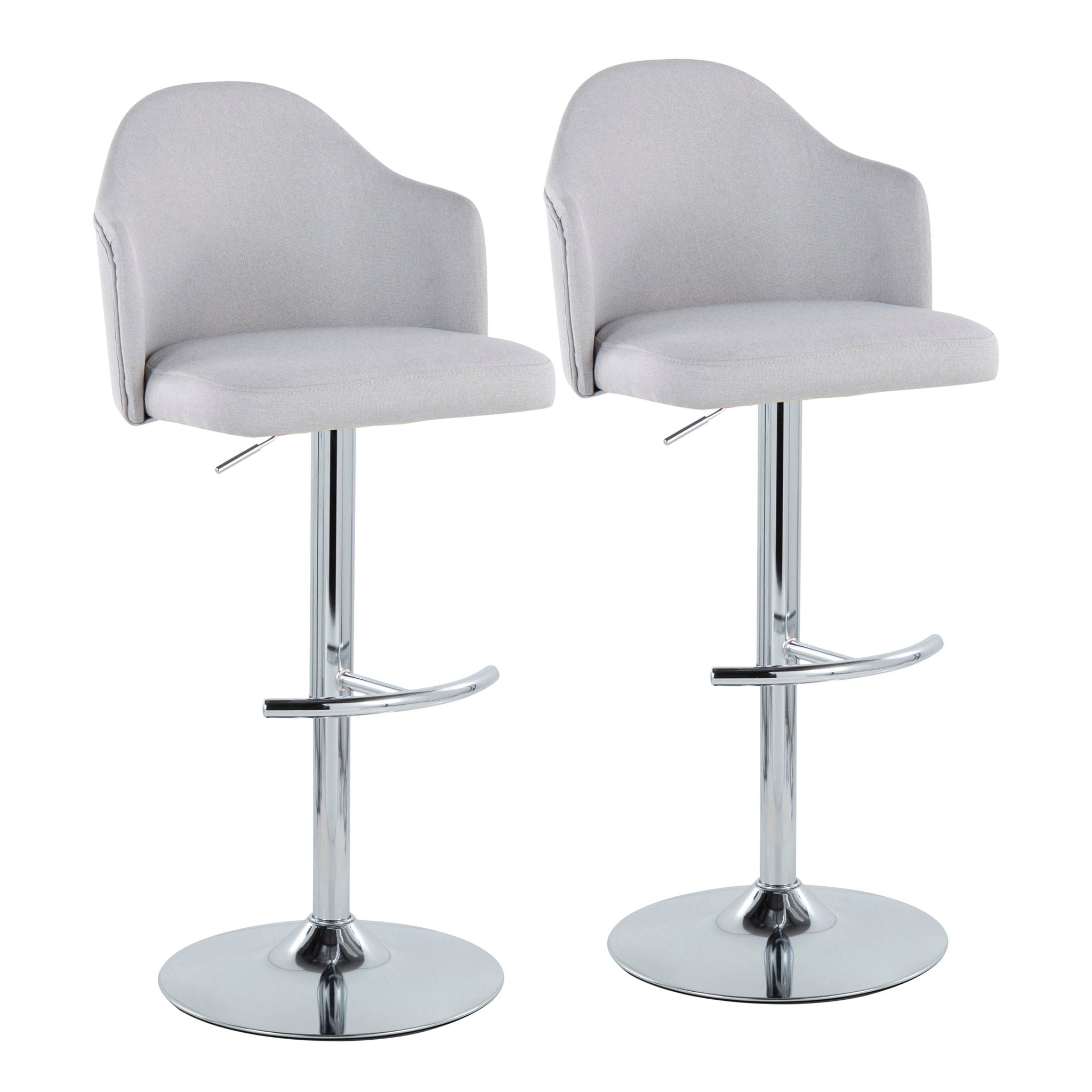 Ahoy - Contemporary Adjustable Barstool With Swivel With Rounded T Footrest (Set of 2) by Unique Piece Furniture