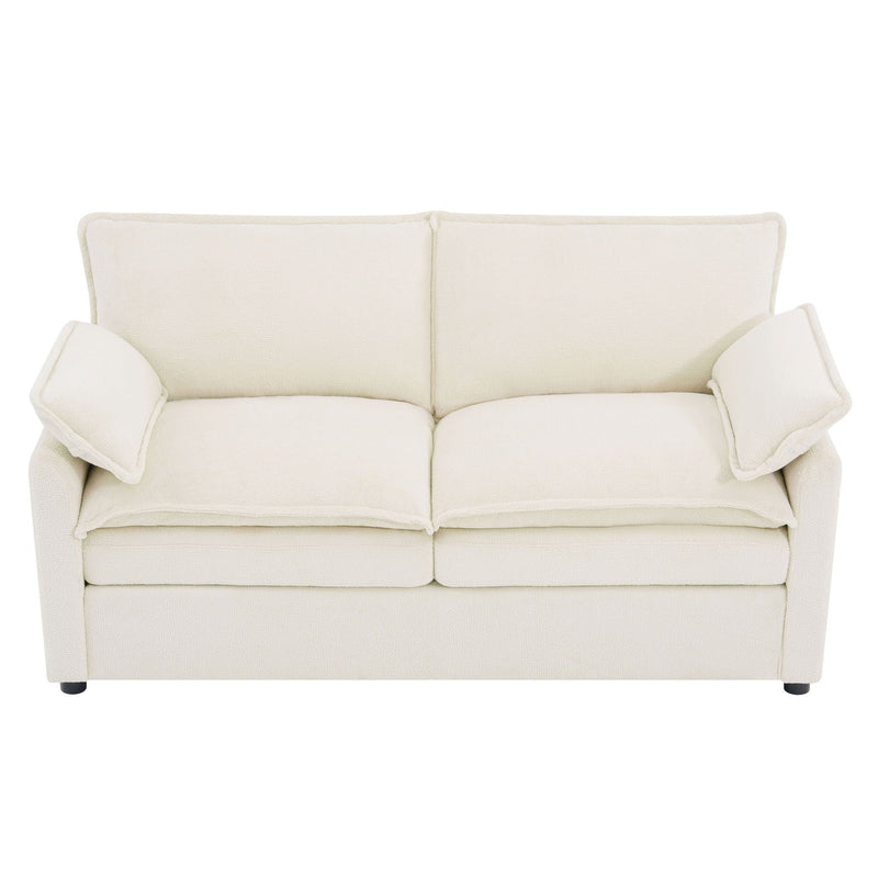 Modern Loveseat Sofa, Upholstered Couch With Side Storage Pockets by HouseOfZazla
