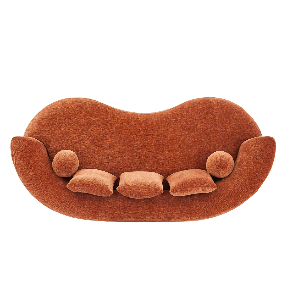 90-Inch Curved Modern Chenille Sofa with Artistic Curved Design - Orange or White, photo 8 of 10