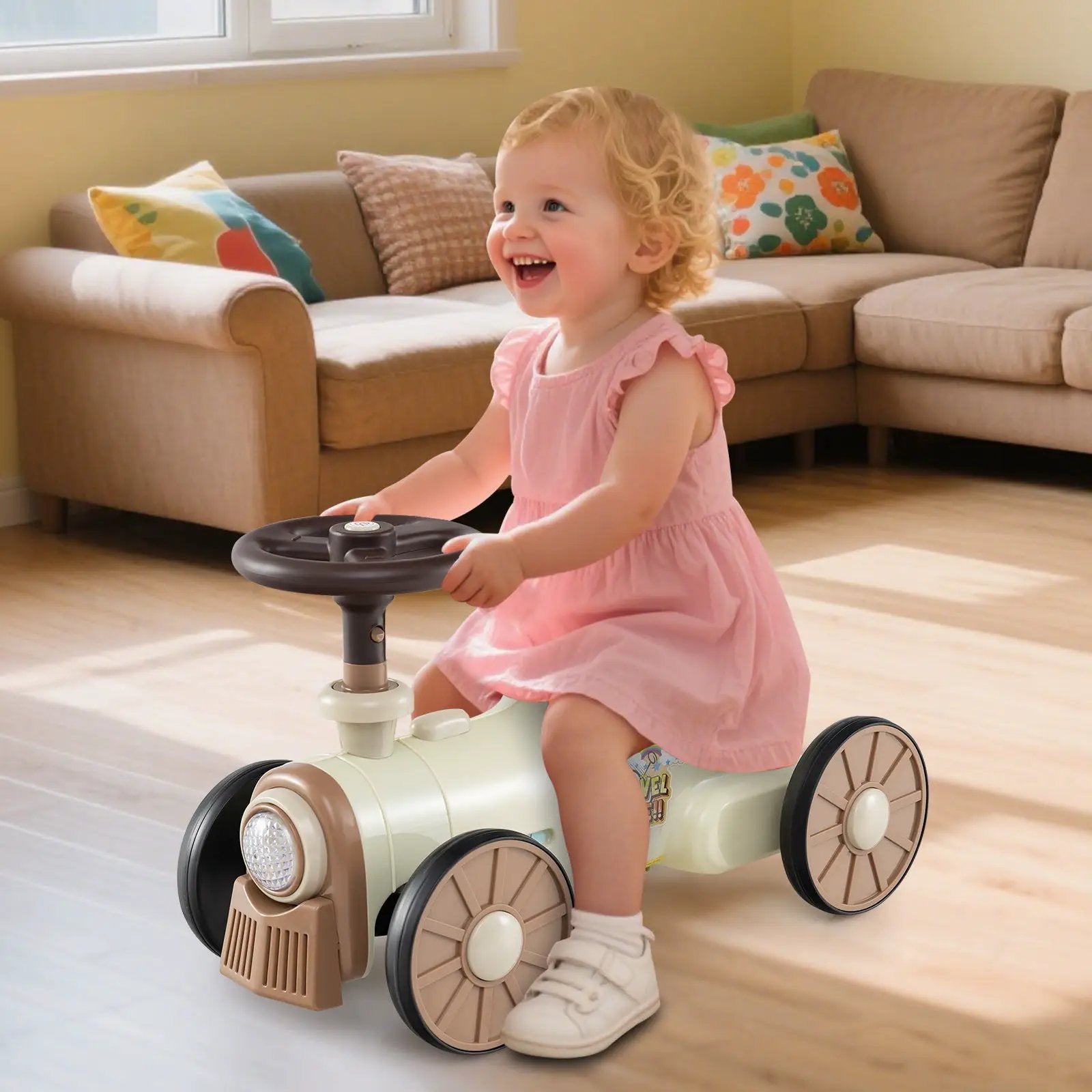 Ride on Toy with Steering Wheel and Train Whistle Sound Button by DirectDeals