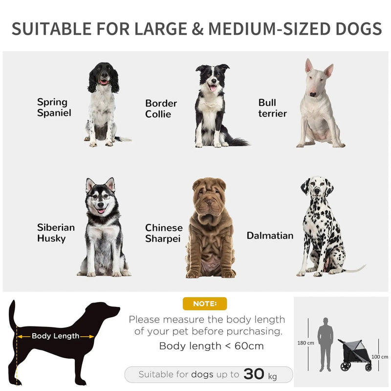 PawHut Foldable Doggy Stroller for Medium Large Dogs and Cats by HouseOfZazla