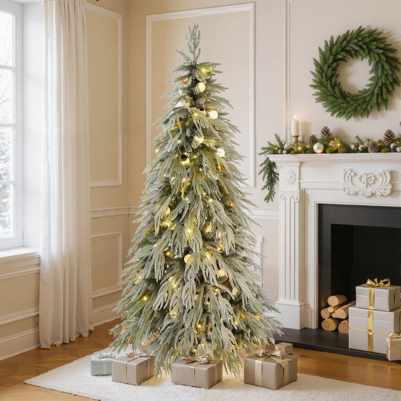 Snow Flocked Christmas Tree With LED Lights by HouseOfZazla