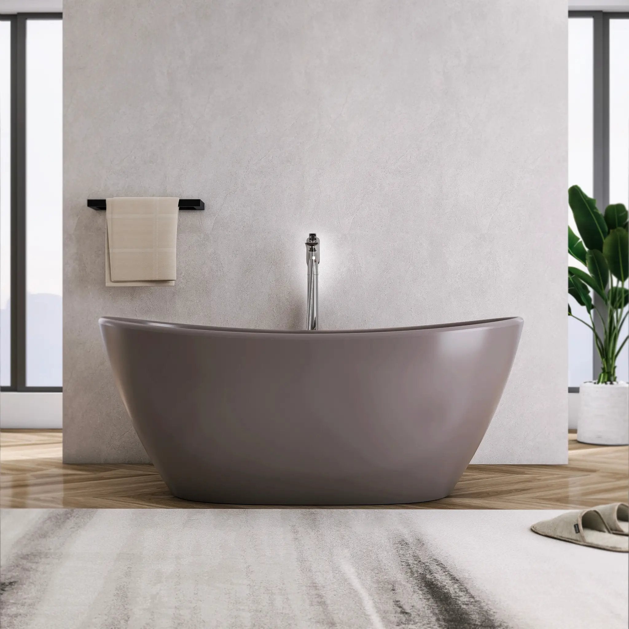 61 Inch Freestanding Solid Surface Soaking Bathtub by HouseOfZazla