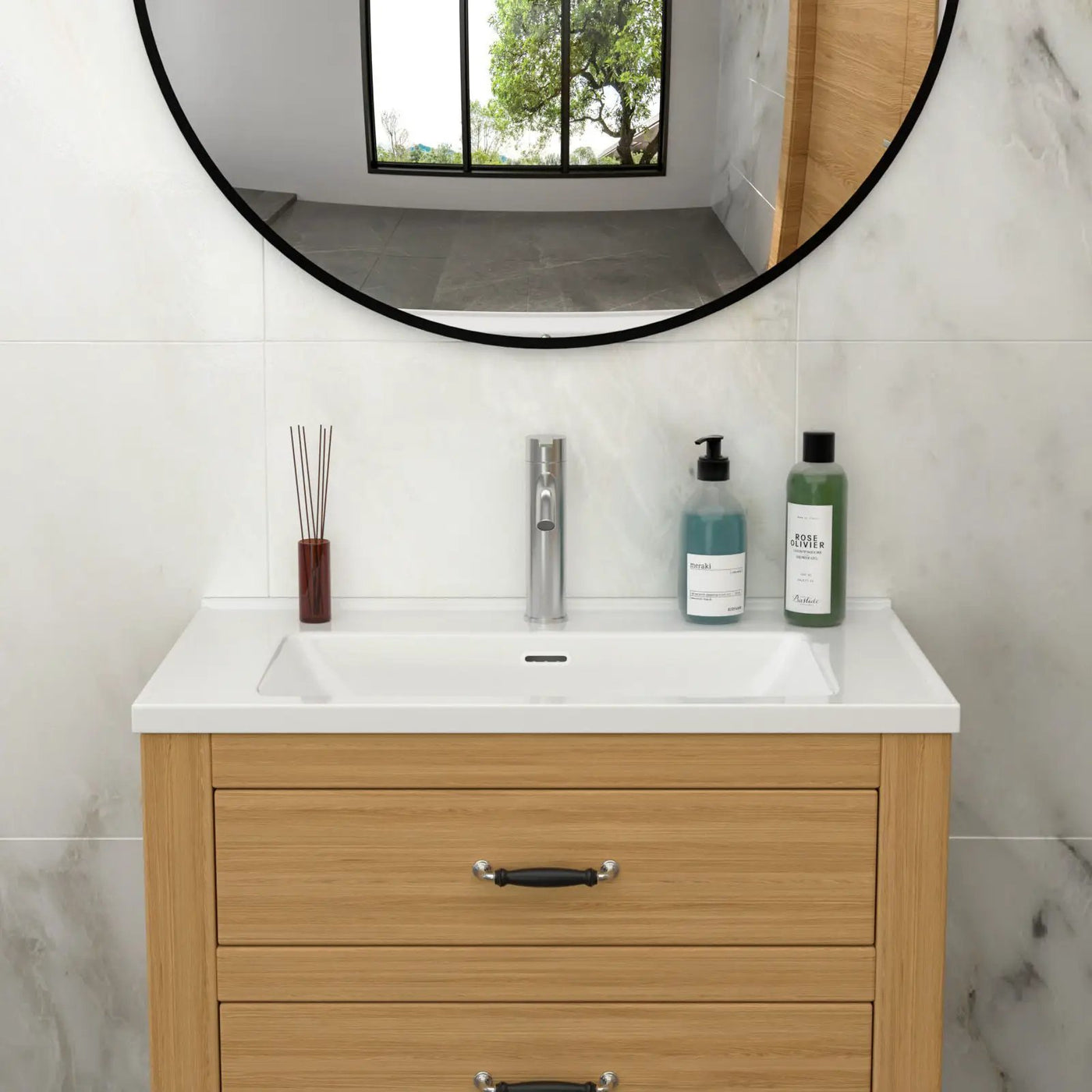 Modern Rectangular Vanity Top With Overflow For Bathroom by HouseOfZazla