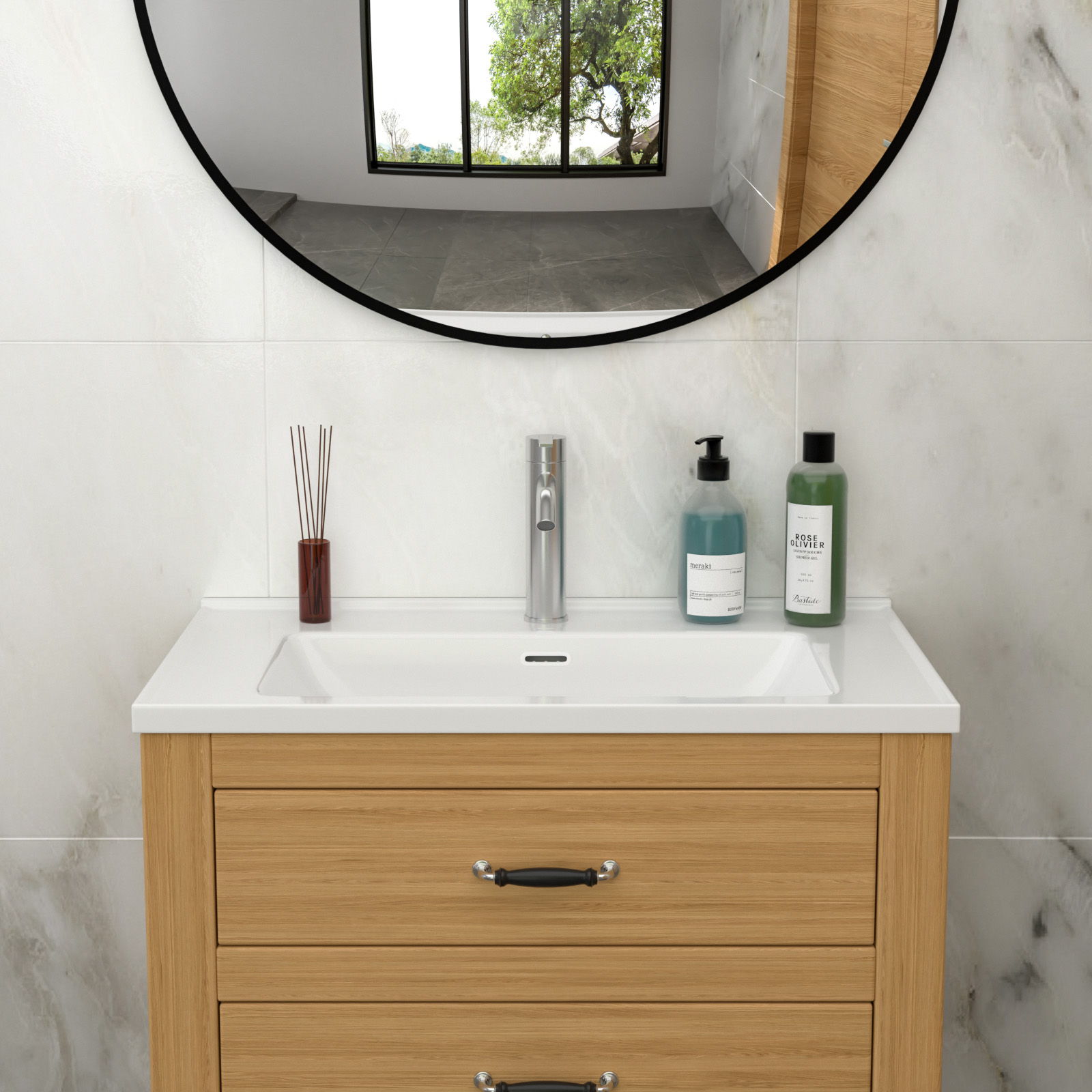 Modern Rectangular Vanity Top With Overflow For Bathroom by HouseOfZazla