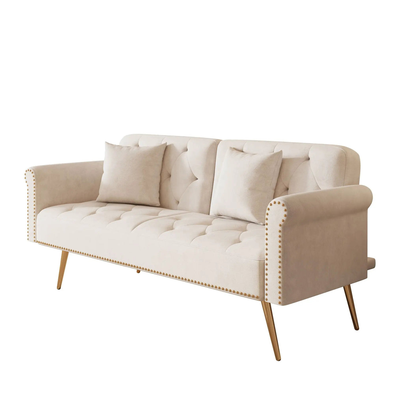Luxurious Sofa Bed With Nail Head Trim And Matching Pillow by HouseOfZazla
