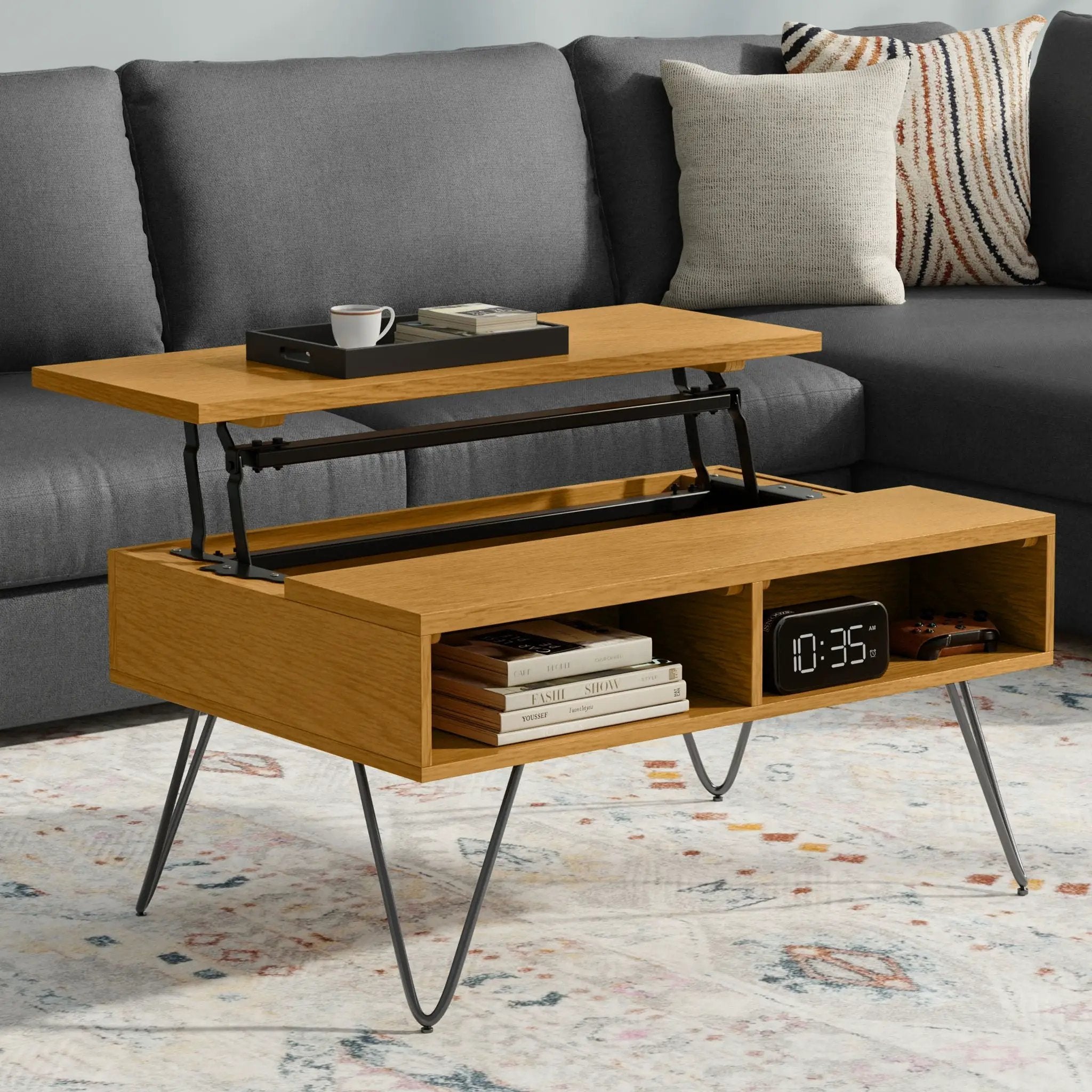 Hunter - Lift Top Coffee With Hidden Storage - Oak by HouseOfZazla