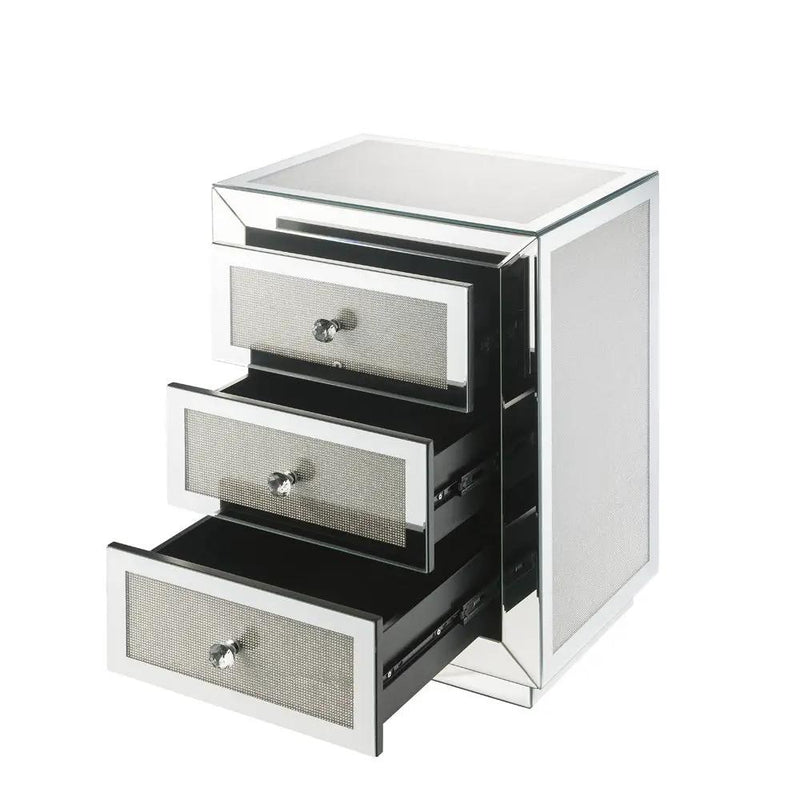 Noralie - 18" X 14" Accent Table - Mirrored & Faux Diamonds by Unique Piece Furniture