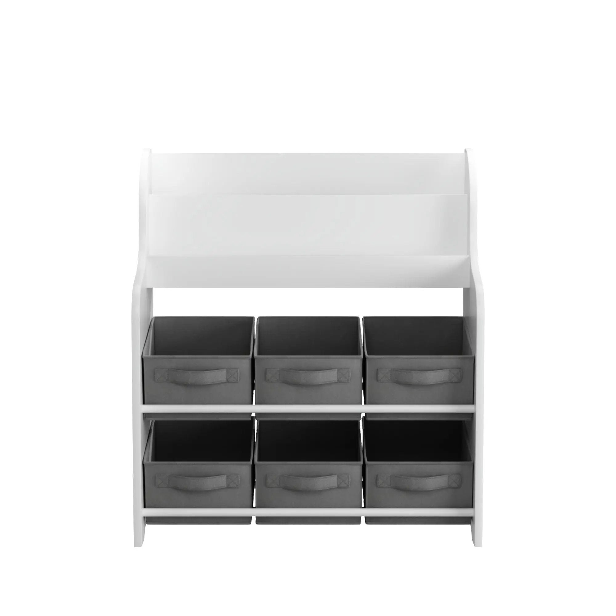 Bookshelf With 6 Storage Bins, Multi Functional Children's Bookcase And Toy Organizer - White by Unique Piece Furniture