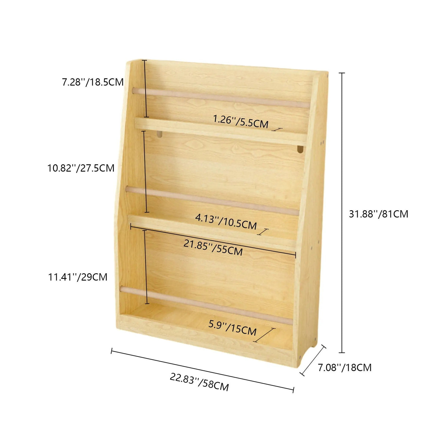 3 Tier Book Shelf, Compact Storage For Bedrooms by HouseOfZazla