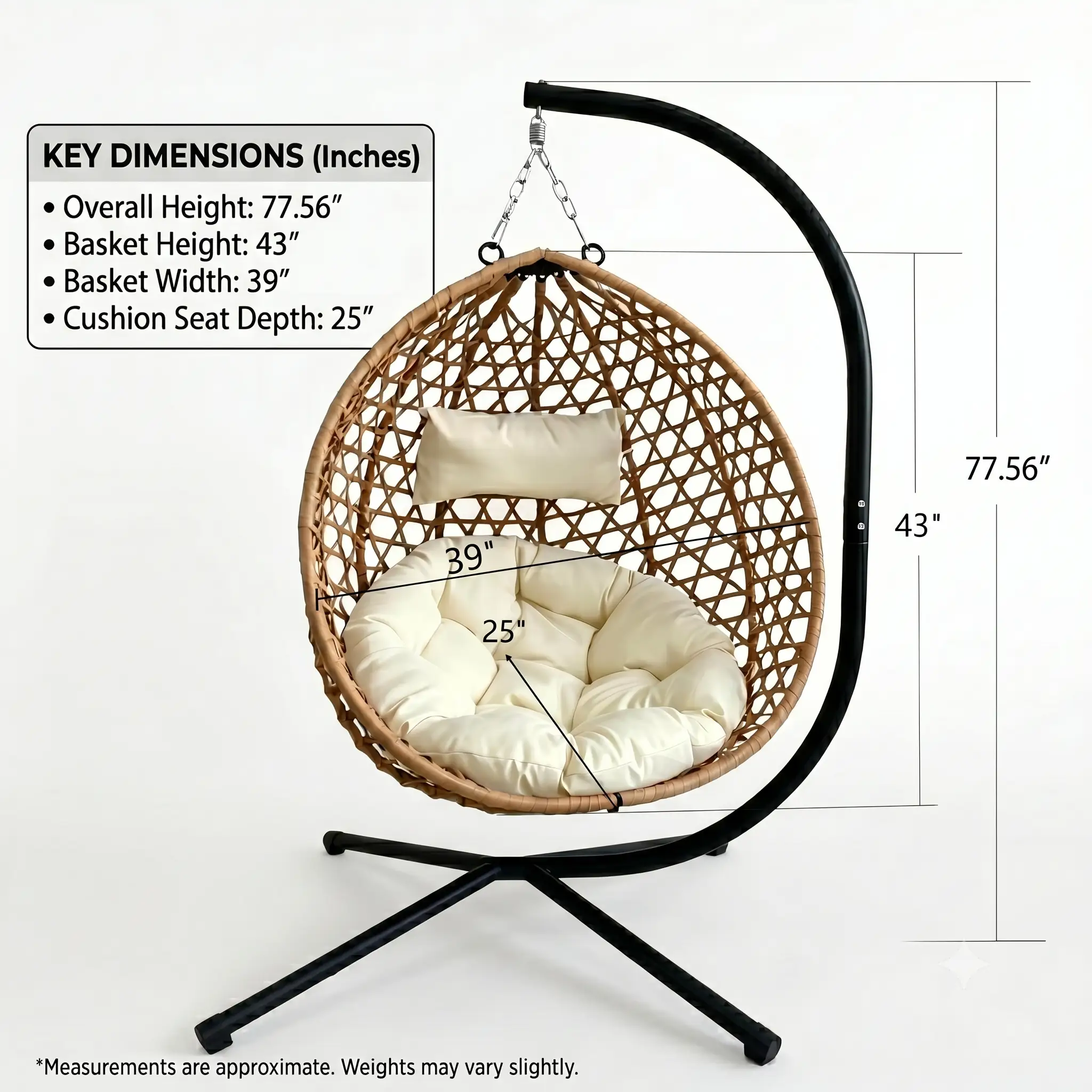 Foldable Hanging Egg Chair with Stand and Cushion by HouseOfZazla