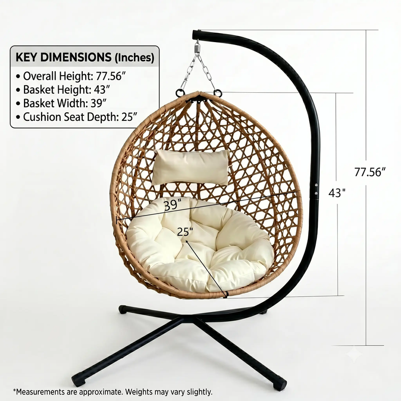 Foldable Hanging Egg Chair with Stand and Cushion by HouseOfZazla