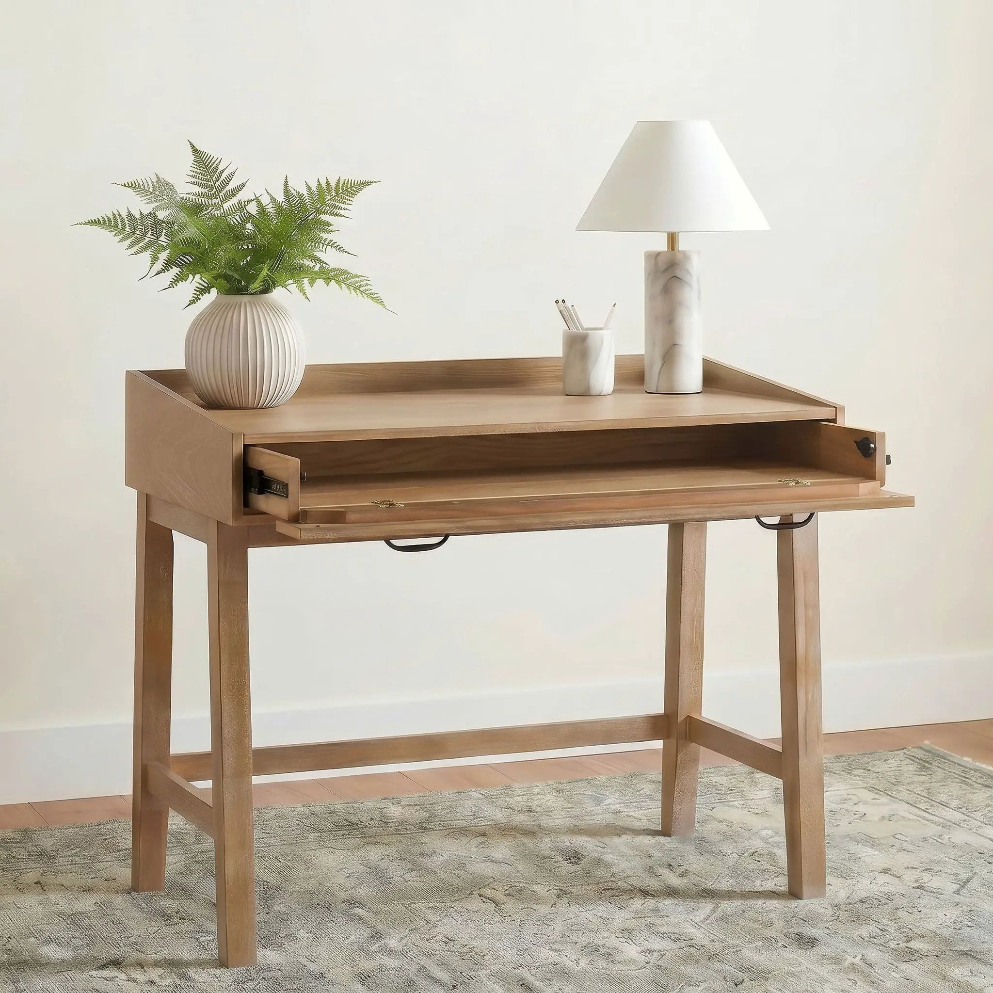 Fabian 38-inch Computer Desk with Keyboard Drawer Distressed Light Brown by Unique Piece Furniture