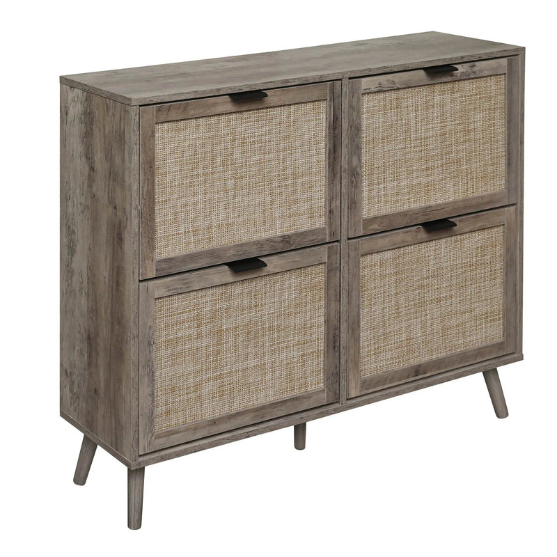 4 Door Shoe Rack, Freestanding Modern Shoe Storage Cabinet by HouseOfZazla
