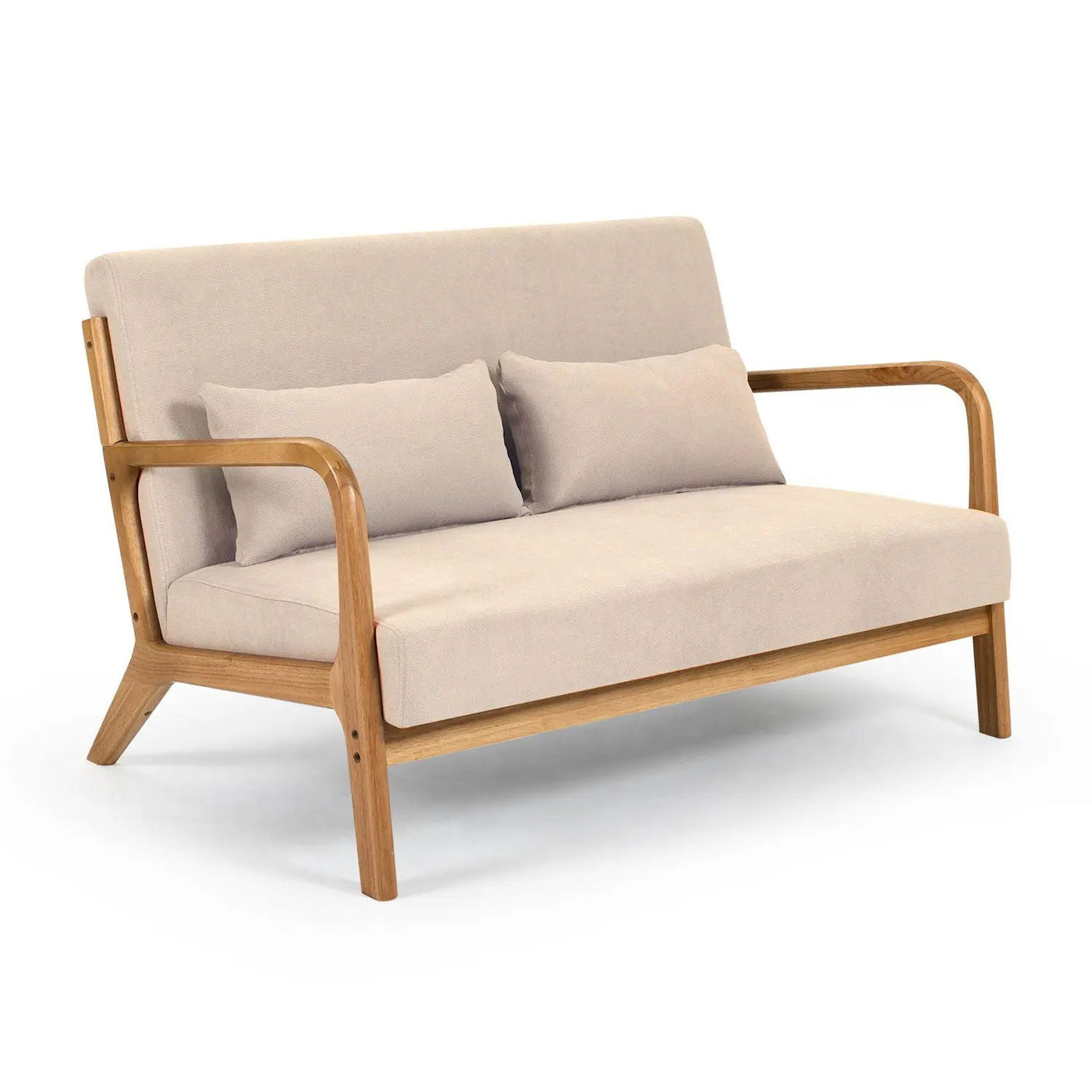 Leisure Chair With Solid Wood Armrest And Feet, Mid-Century Modern Accent Sofa, 2 Seat by Unique Piece Furniture