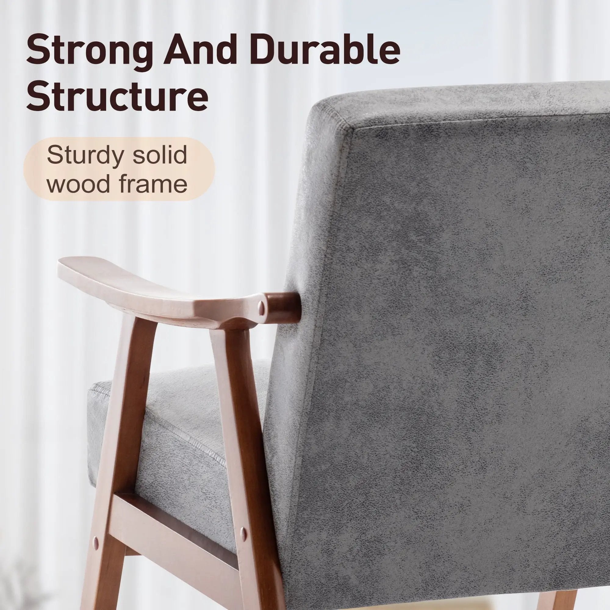 Mid Century Modern Accent Chair With Solid Wood Frame And Extra Thick Backrest by Unique Piece Furniture