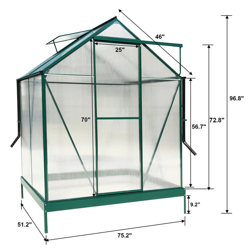 Polycarbonate house, Heavy Duty Outdoor Aluminum Walk-In House Kit With Rain Gutter, Vent And Door For Backyard Garden by HouseOfZazla