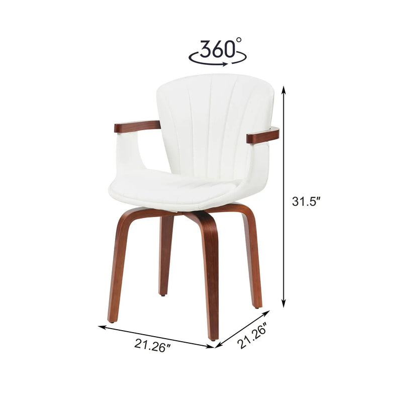 Bentwood Swivel Dining Chairs (Set of 2) - White / Walnut by Unique Piece Furniture