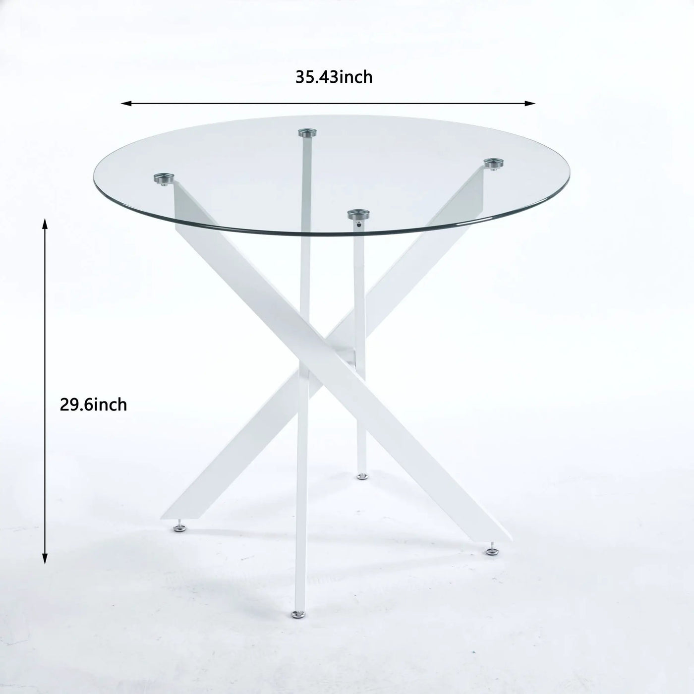 Dining Table With Cross Metal Leg And Tempered Glass, Modern Space Saving Kitchen Table For Living Room by HouseOfZazla