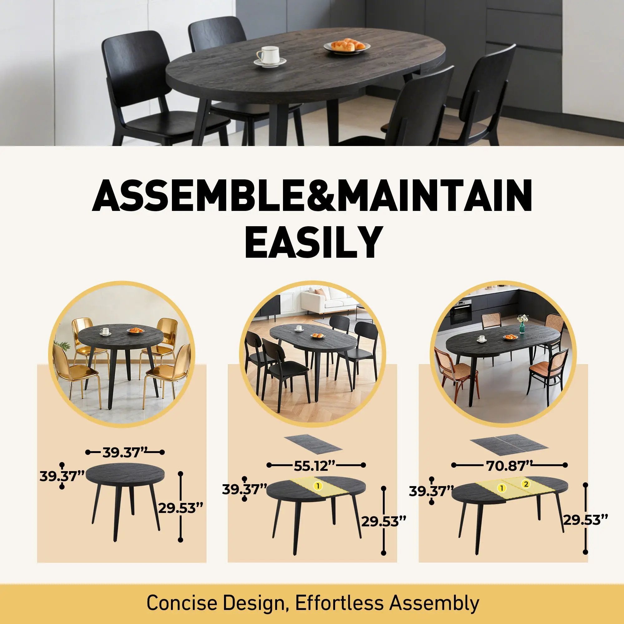 Extendable Dining Table - Black