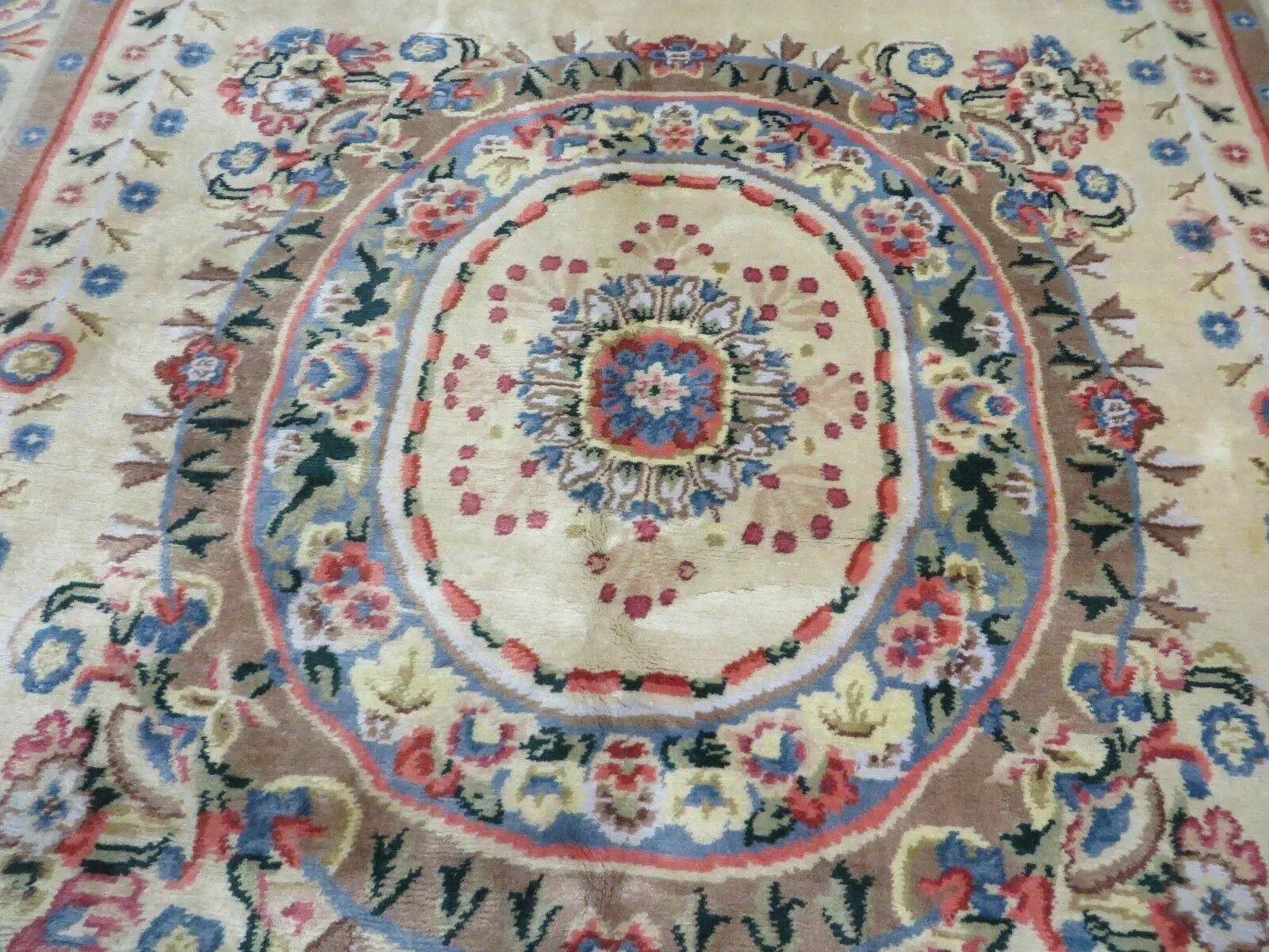 8' X 10' Vintage Handmade Wool Rug Aubusson Savonnerie Design European Nice by Jewel Rugs
