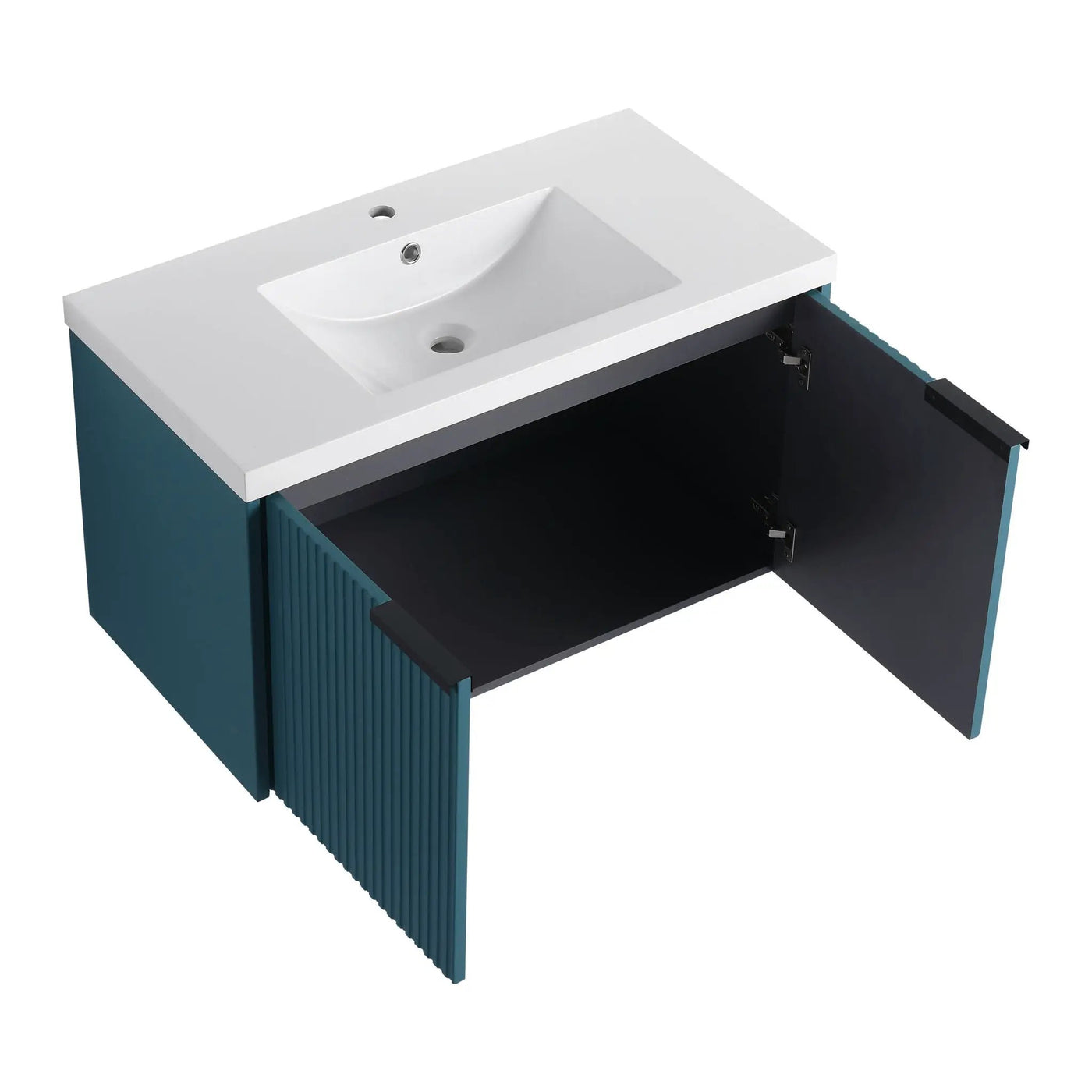 Contemporary Wall Mounted Bathroom Vanity With Resin Double Sink by HouseOfZazla