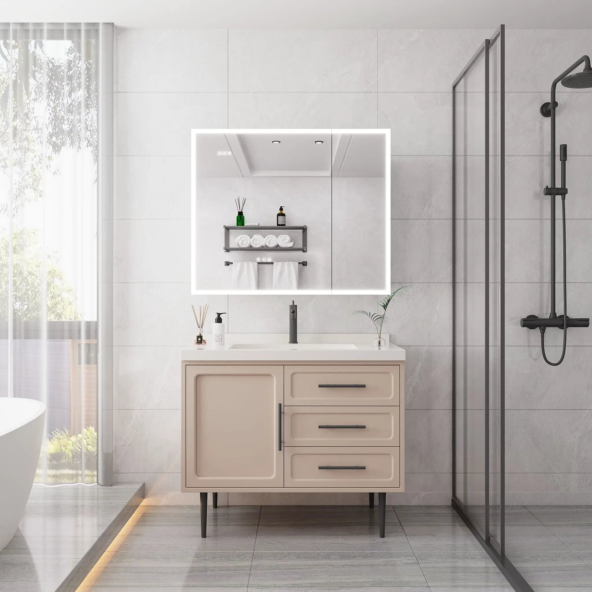 Bathroom Medicine Cabinet With Lights, LED Medicine Cabinet With Mirror, Lighted Medicine Cabinet With Defogger by Unique Piece Furniture