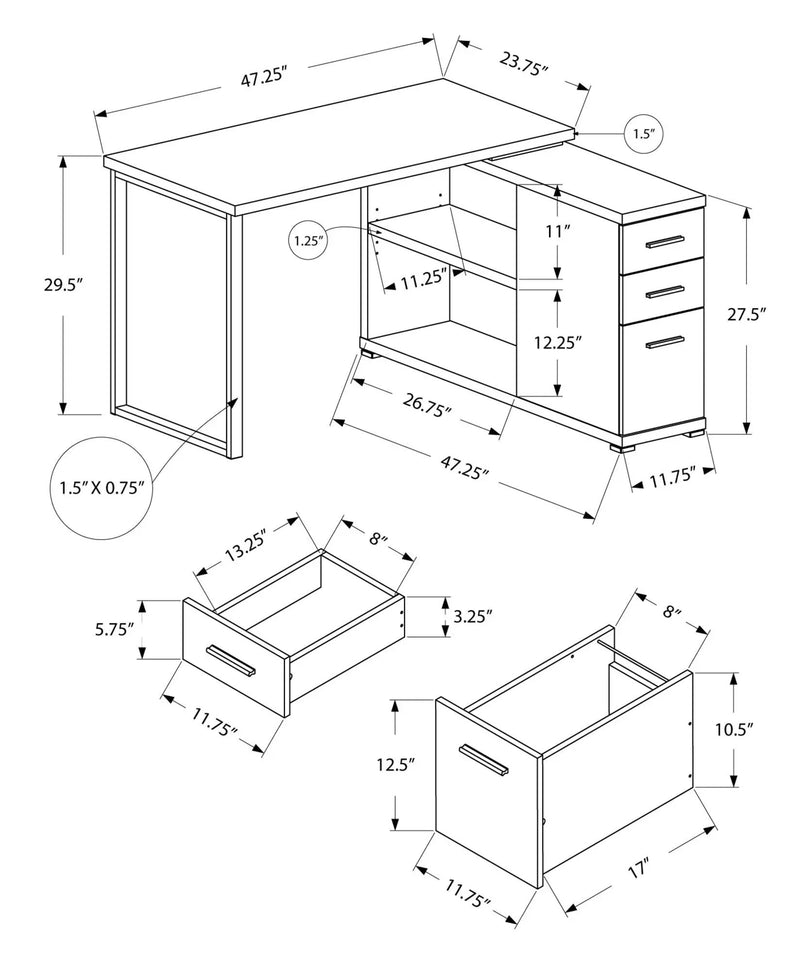 L-Shape Computer Desk with Storage Drawers by HouseOfZazla