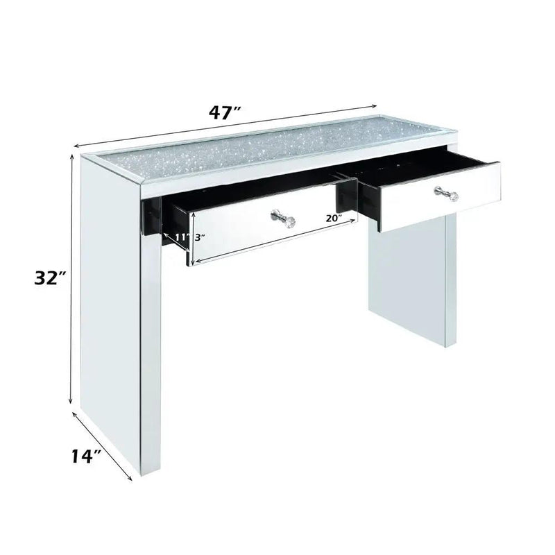 Noralie - 32"H Console Table - Mirrored & Faux Diamonds by Unique Piece Furniture