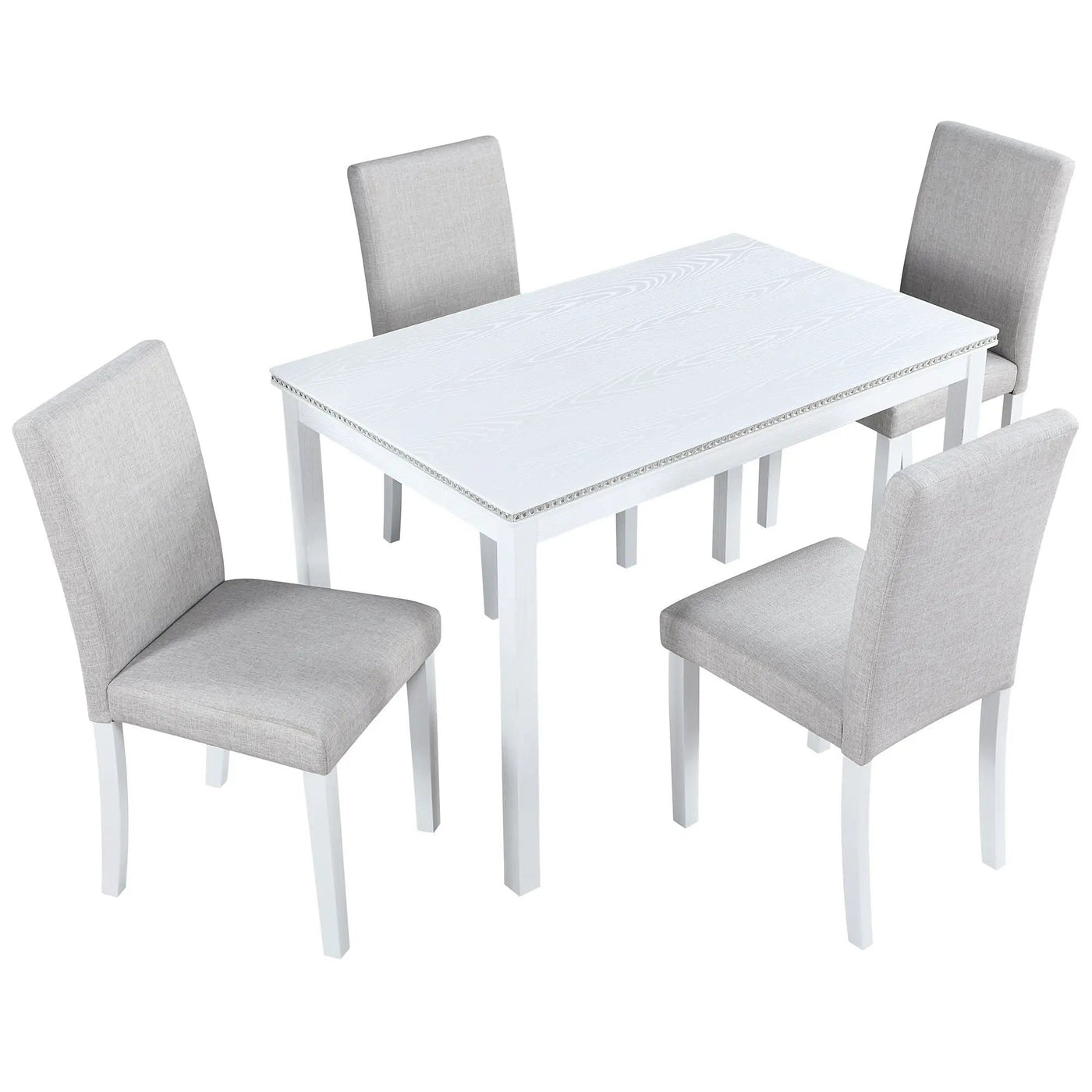 Dining Table Set With Crystal Decoration And Upholstered Chairs by HouseOfZazla
