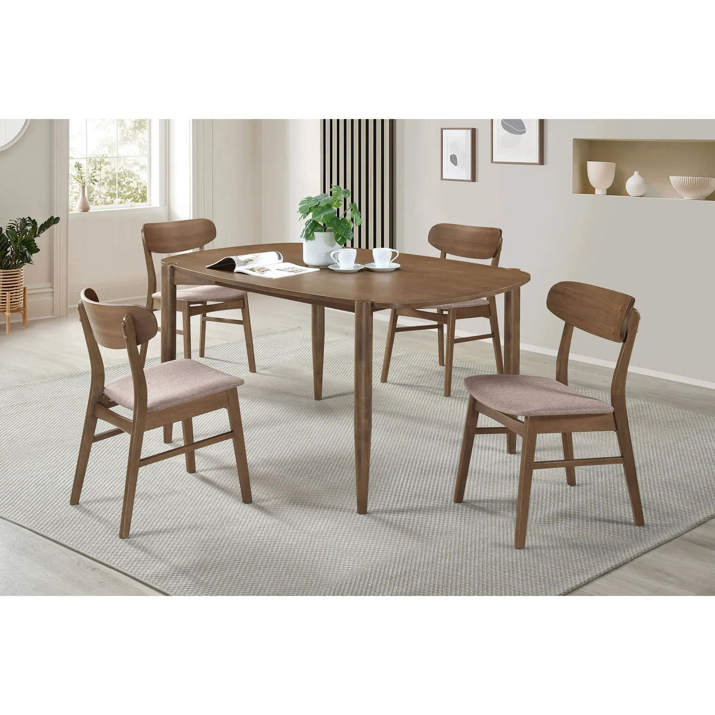Whisten - Dining Set With Rounded Tabletop And Upholstered Chairs by HouseOfZazla