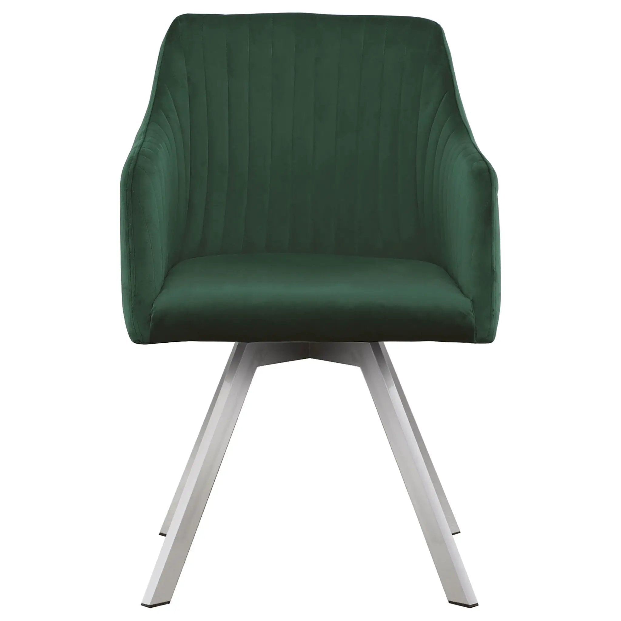 Tufted Swivel Dining Chair With Slim Sloped Arms - Green by HouseOfZazla