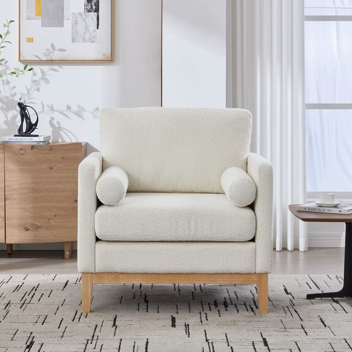 Wide Modern Performance Accent Chair With Natural Legs by HouseOfZazla
