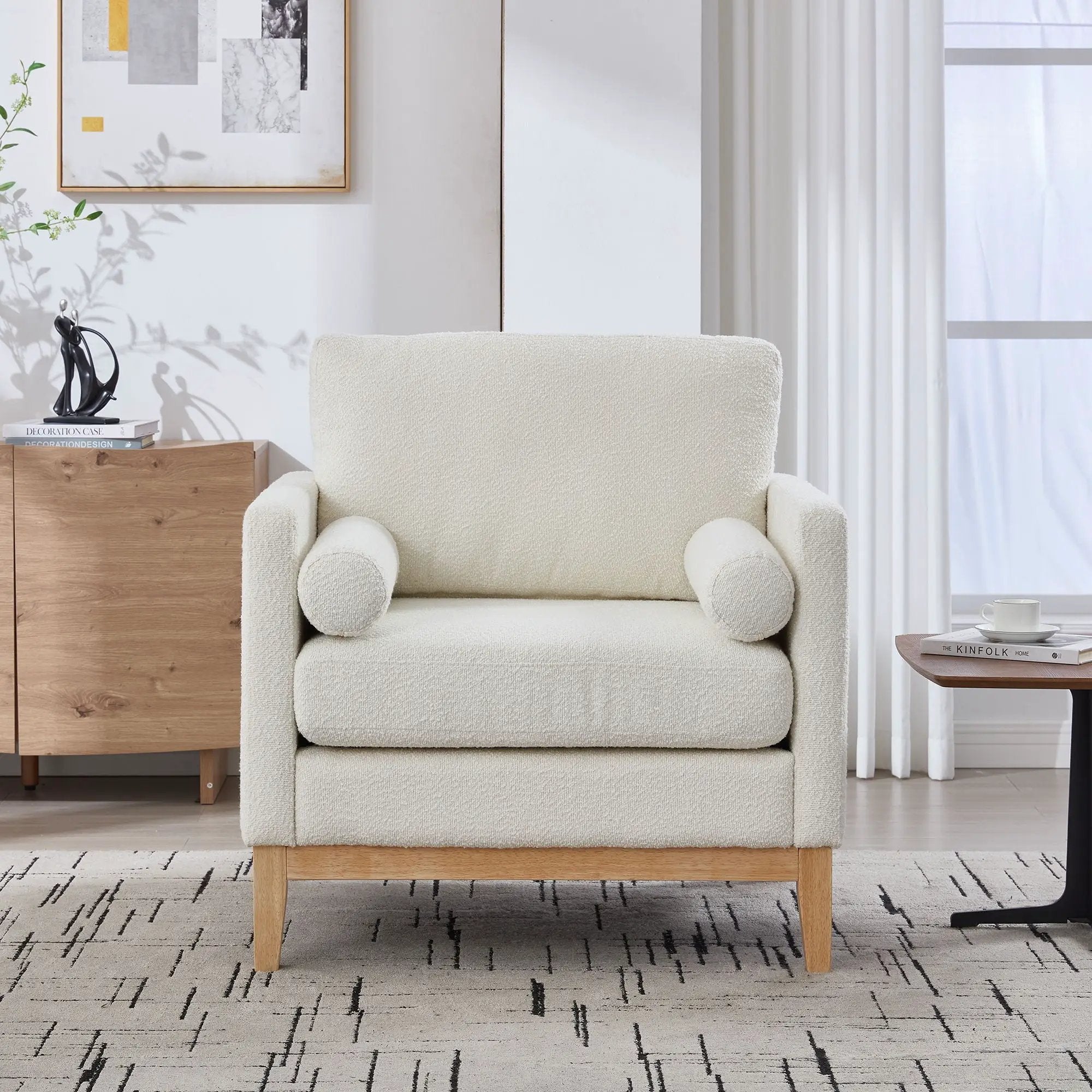 Wide Modern Performance Accent Chair With Natural Legs by HouseOfZazla