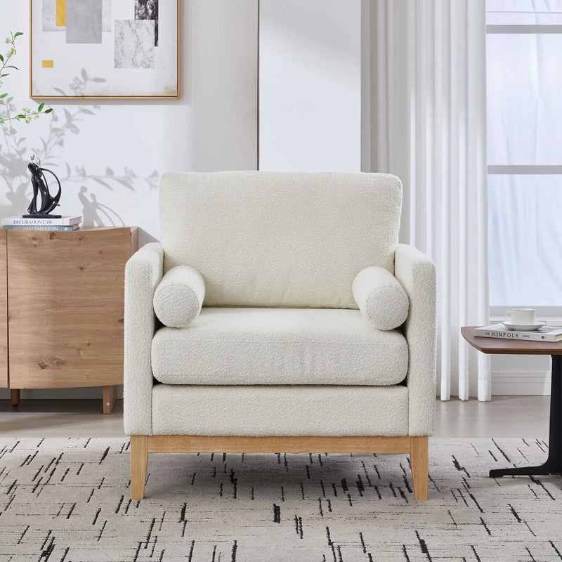 Wide Modern Performance Accent Chair With Natural Legs by HouseOfZazla