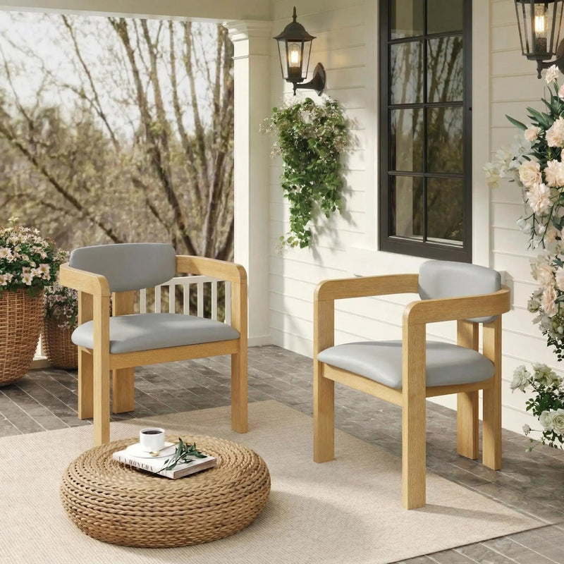 Set of 2 Outdoor Acacia Wood Dining Chairs with Cushions by HouseOfZazla